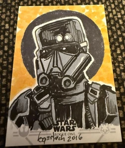 Star Wars Rogue One Bruce Gerlach Sketch Card 1/1 Death Trooper - Picture 1 of 2