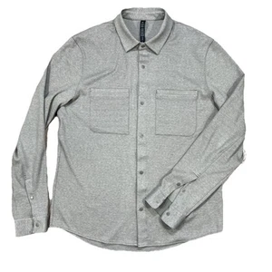 Lululemon Soft Knit Overshirt Mens Large Heather Green Button Up Stretch Shirt - Picture 1 of 7