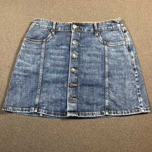 Gonna Aerie Denim con bottoni davanti linea A blu lavaggio taglia L G - Foto 1 di 8