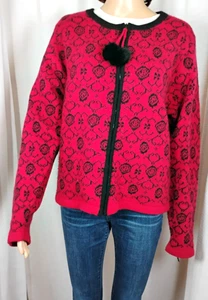 Vintage Neckworks Womens Lg Red Knit Jacket 80s Ski Lodge Wool Angora Fur Tassle - Picture 1 of 18