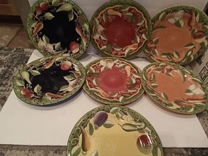 Gates Ware Laurie Gates Dinner Plate Vegetables Pattern 12" Diameter Set of 7 - Picture 1 of 8
