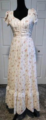 Gunne Sax Lace Beaded Peasant Romantic Maxi Dress Size 5 CottageCore Boho Prairi - Image 1 of 4