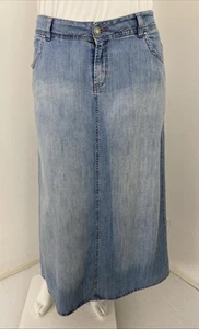 Vintage East Coast 16-18 XL-XXL Light Blue Pure Cotton Denim Straight Maxi Skirt - Picture 1 of 12