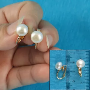 14k Gold-Filled White Pearl Clip-On Earrings (Non-Pierced) - Picture 1 of 8
