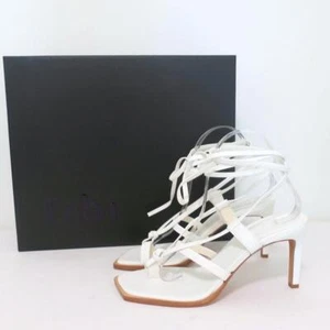 Tibi Sandals Ryo White Leather Size 38 Ankle Wrap Heels NEW - Picture 1 of 10
