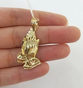 10k Yellow Gold Charm Pendant Praying hand REAL 10kt For chain FREE SHIPPING. - Picture 1 of 7