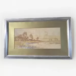 River Stour, Suffolk Landscape-Antique Watercolour Painting signed F G Fraser - Picture 1 of 21