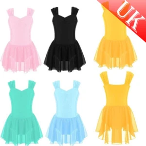 UK Girls Ballet Leotard Camisole Tutu Dance Dress Dance Gymnastics Outfit Dress - Picture 1 of 62
