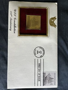 22kt Gold ReP Stamp First Day Of Issue USS Constellation 150th Anniversary - Picture 1 of 5