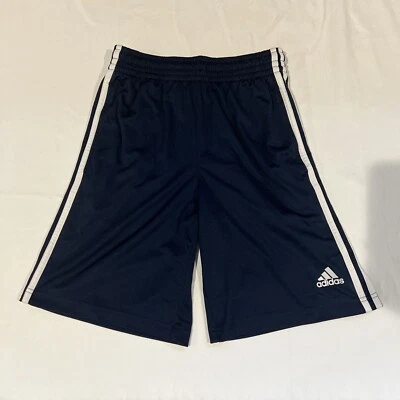 Pantalones Cortos Atléticos Adidas Juveniles Medianos Azul Marino y Blanco Rayas 100% Poliéster Usados en Excelente Condición Foto 1 de 4