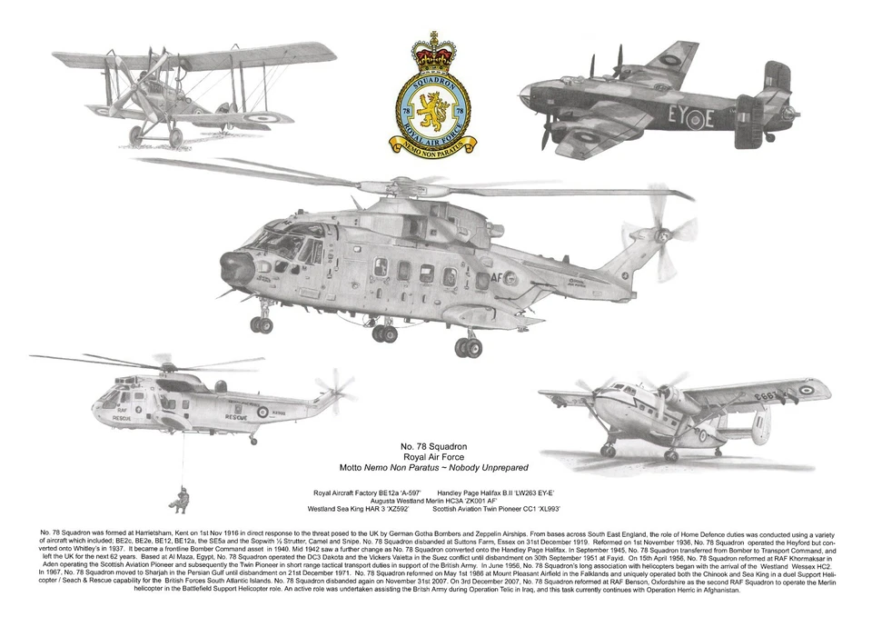 78 Squadron Montage signed aviation art print A3 - Image 1 of 1