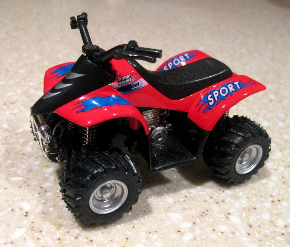 ATV QUAD DIE CAST PULL BACK ACTION NO BATTERIES ALL TERRAIN VEHICLE RED SHOCK - Image 1 of 4