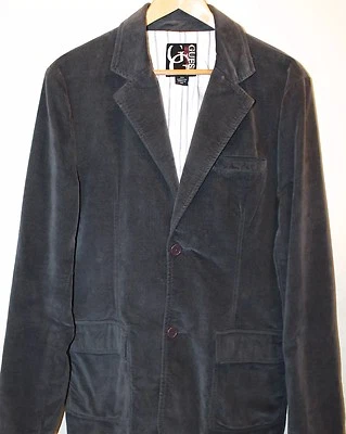 GUESS Men's Sport Jacket Gray Velvet Medium 200% Cotton 2 Buttons - Image 1 of 4