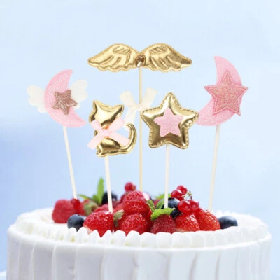 1Set Cake Toppers Moon Star Birthday Wedding Cupcake Picks Cat Flags Party Decor - Image 1 of 4