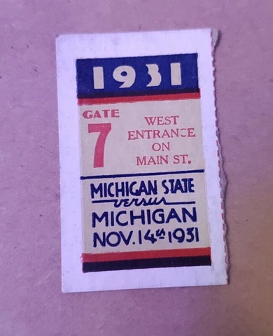 1931 Michigan Wolverines vs Michigan State Spartans Football Ticket Stub Cover