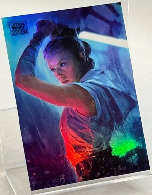 2024 Star Wars Chrome Galaxy, The Duel Rey (72) Blue Refractor Card #26/150 - Image 1 of 3