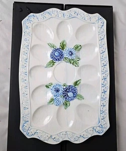 Vintage Lefton blau und weiß Teufel Eierablage Floral #6500 - Bild 1 von 5