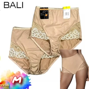 NWT 2-Pack Bali M Firm Tummy-Control Lace Trim Microfiber Brief Underwear 8054 - Picture 1 of 8