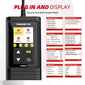 2024 THINKOBD100 Car Diagnostic Tool OBD2 Code Reader Scanner Check Engine Light - Picture 1 of 10