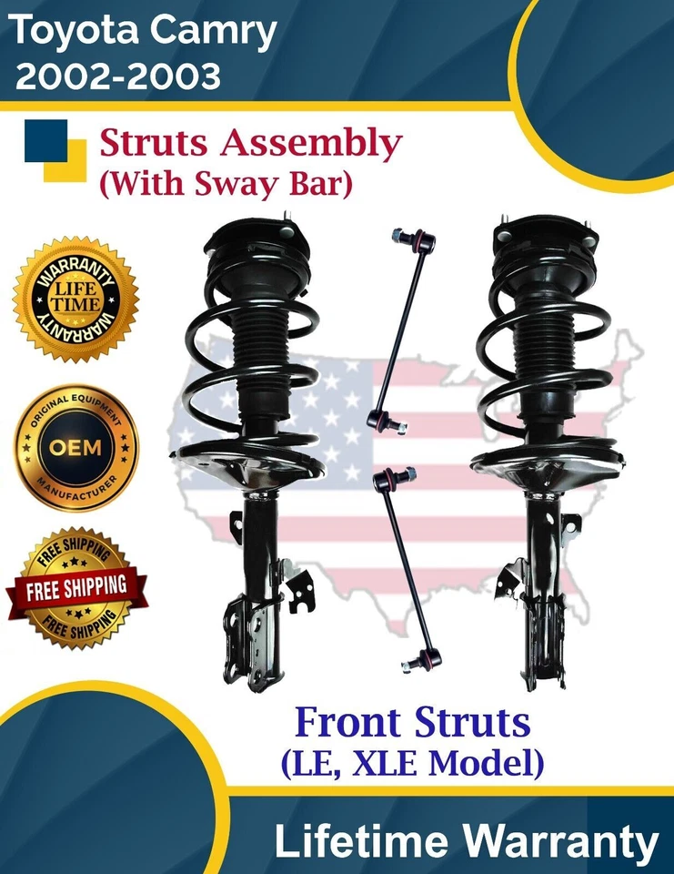 Nuevos puntales delanteros OE con barra estabilizadora para Toyota Camry 2002-2003 garantía de por vida Foto 1 de 4