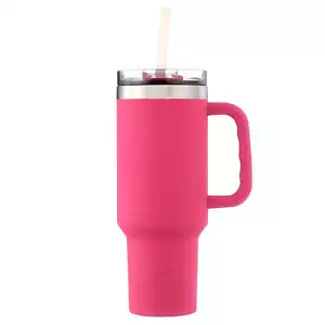Ozark Trail 40 oz Vacuum-Insulated Stainless-Steel Tumbler with Handle, Hot Pink - Picture 1 of 10