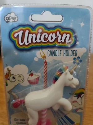 Candelabro unicornio - adorno de pastel de cumpleaños. Paquete sellado nuevo.  Foto 1 de 4