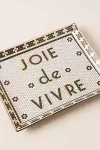 Anthropologie The Bistro Tile Stoneware Tray JOIE DE VIVRE TRAY Francophile - Picture 1 of 3