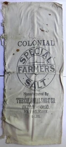 COLONIAL SALT CO Akron OH Special FARMER'S SALT Muslin 70# Cloth Bag Sack as is - Picture 1 of 2