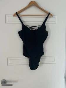 Seafolly One Piece Black Swimsuit Strappy Front-Size 12DD- 5+ items free AU post - Picture 1 of 13