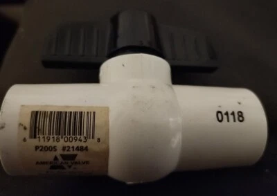 American Valve ~ 1/2" x 1/2" PVC 150 PSI,  P200S #21484  - Image 1 of 3