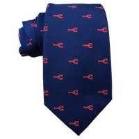 Navy Blue Red Lobster 8.5cm Neckties Animal Print Ties Yabby Necktie