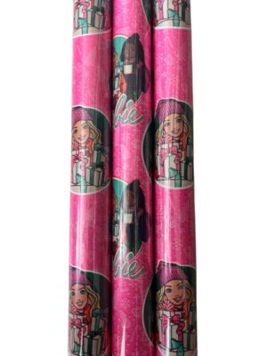3 Rolls Barbie Doll Friends Christmas Birthday Gift Wrapping Paper 60 Sq Ft - Image 1 of 2