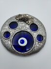 Evil Eye Metal Round Paperweight with Grapes and Leaves 4 1/2"  Dia.