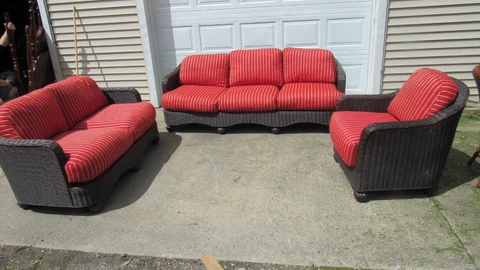 Ficks Reed Three Piece Patio Living Room Set Couch Loveseat Chair Cover