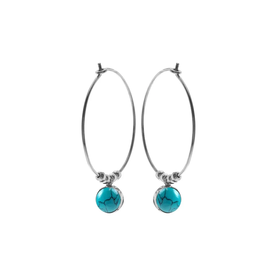 Ivy Turquoise Hoop Earrings Sterling Silver 925 Hallmarked Brand New Boxed - Image 1 of 3