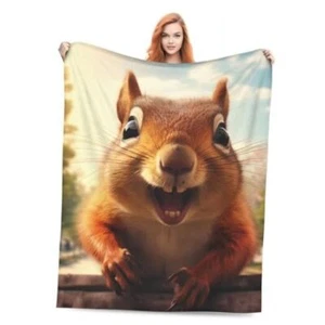 Cute Throw Blankets for Girls Boys Adults Kids Ultra Soft 60"x50" Squirrel - Picture 1 of 7