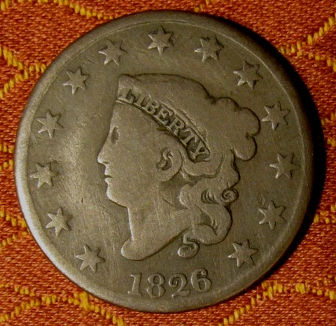 1826 CORONET LARGE CENT, VG  ~  A DECENT, BETTER YEAR EXAMPLE Cover