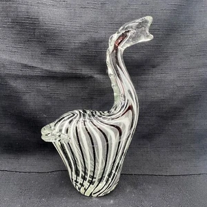 Blown Glass Murano Style Clear Zebra w Black and White lines 8" tall - Picture 1 of 4