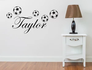 PERSONALISED NAME FOOTBALL WALL ART STICKER QUOTE DECAL BOYS CHILDRENS DECOR DIY - Picture 1 of 19