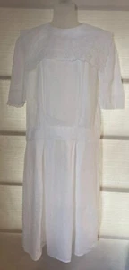 VTG Jessica McClintock White Eyelet & Lace Drop Waist Dress~XS~Mint - Picture 1 of 12