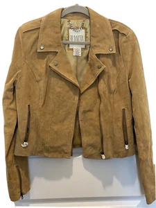 Chaqueta de moto BB Dakota 100 % cuero grande L amarillo mostaza camel nueva sin etiquetas - Imagen 1 de 9