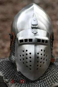 Mittelalter Bascinet Visierhelm 16Ga Vollkontakt Kampfbereit Helm HMB SCA - Bild 1 von 3
