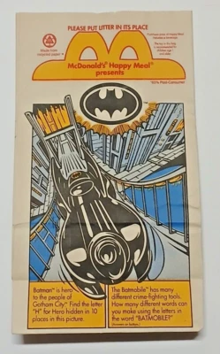 De colección 1991 Batman Returns - Bolsa de papel Happy Meal de McDonalds - Nueva y sin usar Foto 1 de 3