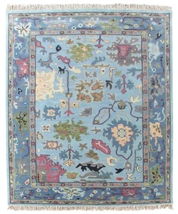 10x14 Blue Hand made Turkish Oushak Area Rugs, Contemporary Floor Carpet - Picture 1 of 11