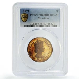 Mauritius 5 cents Republic Coinage Queen Elizabeth PR65 PCGS bronze coin 1971 - Picture 1 of 2