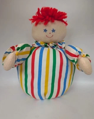 Muñeca Payaso Eden Vintage Campana Color Primario Rayas Arco Iris Juguete 12" Sin Sombrero Foto 1 de 4