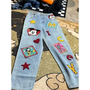 Vintage Mickey & Co. Jeans, Embroidered Patches, Disneycore, Cartoon, Light Wash - Picture 1 of 6
