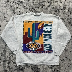 Vintage NFL Super Bowl XXX Sweatshirt 1996 Sun Devil Stadium AZ Large USA - Picture 1 of 6