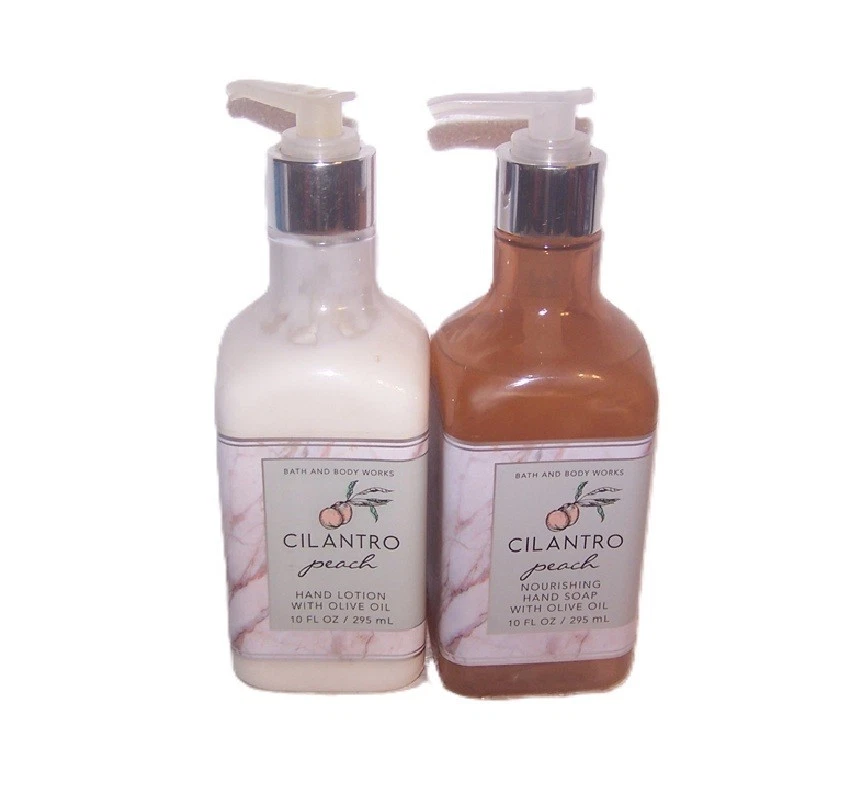 Bath & Body Works Cilantro Peach Nourishing Hand Soap & Lotion Set 10 oz each - Image 1 of 1