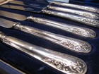 Sheffield 1923 Sterling Silver Cutlery Knives In Case With Swags & Bows Design